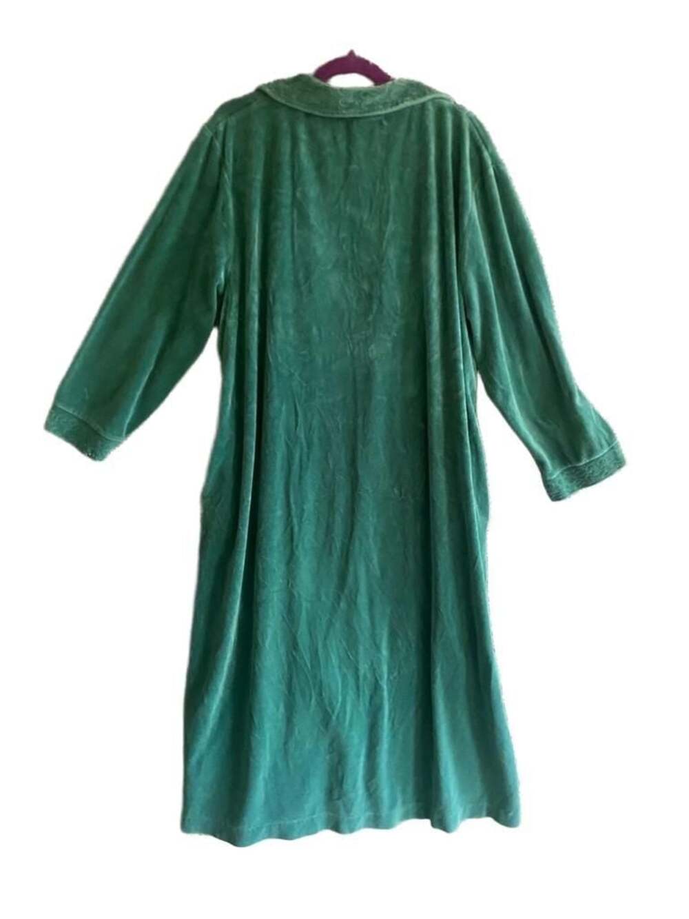 Norm Thompson Emerald Green Velour Zip-Front Lounging Robe